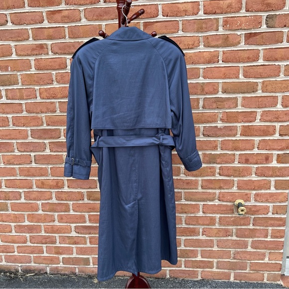 Navy silky trench coat. Jones New York. Size 12 petite - Picture 2 of 13
